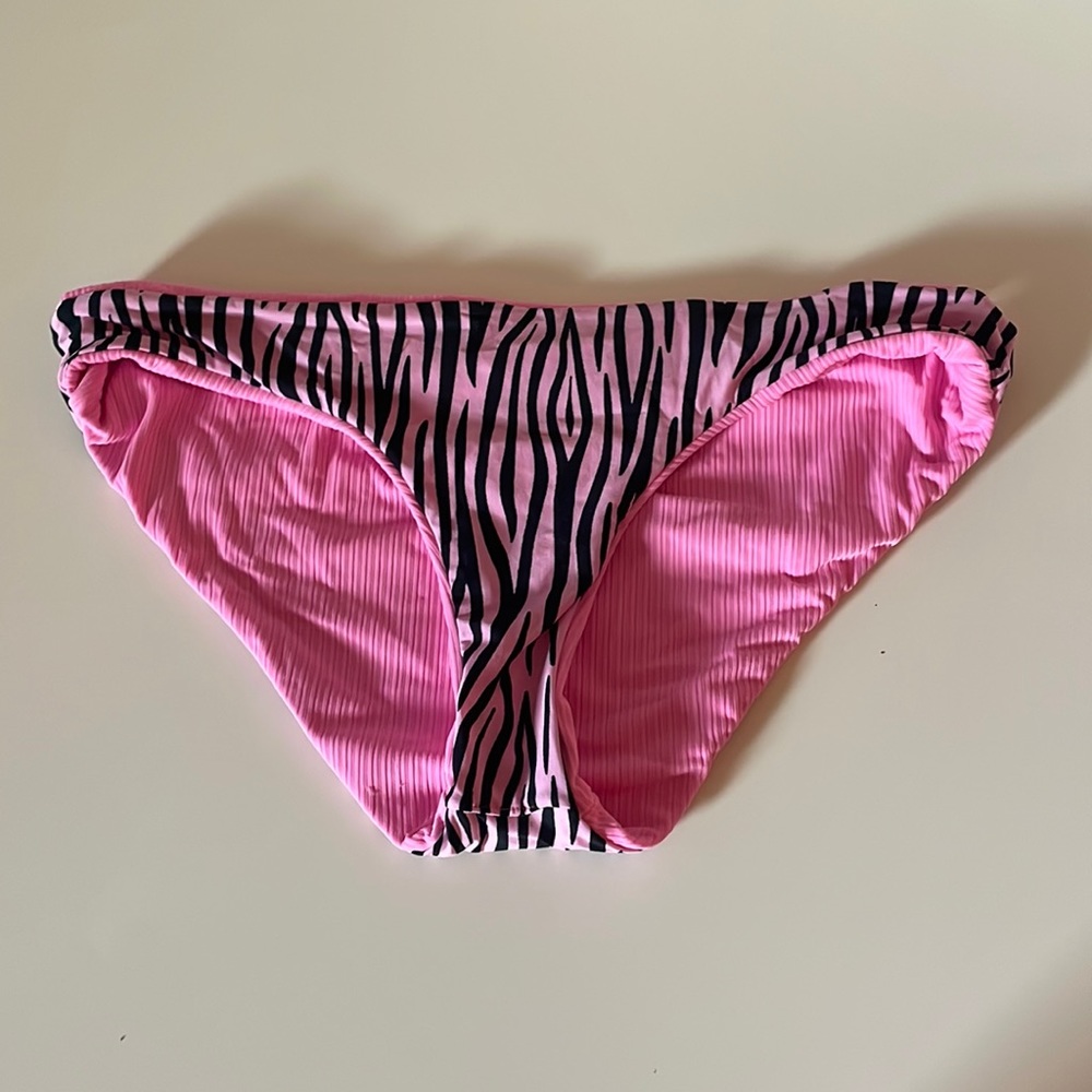 Zebra print black and pink bikini bottoms